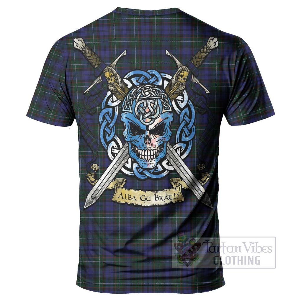 Tartan Vibes Clothing Sempill (Semple) Tartan T-Shirt with Family Crest Celtic Skull Style