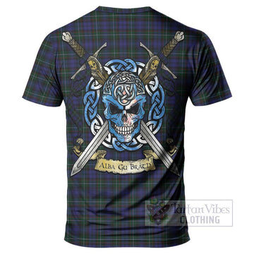 Sempill (Semple) Tartan T-Shirt with Family Crest Celtic Skull Style