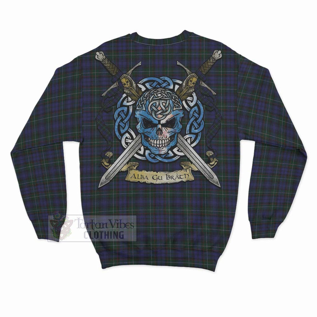 Tartan Vibes Clothing Sempill (Semple) Tartan Sweatshirt with Family Crest Celtic Skull Style