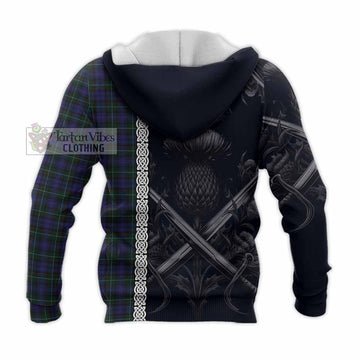 Sempill (Semple) Tartan Knitted Hoodie with Family Crest Cross Sword Thistle Celtic Vibes