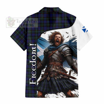 Sempill (Semple) Crest Tartan Short Sleeve Button Shirt Inspired by the Freedom of Scottish Warrior