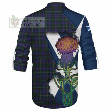 Sempill (Semple) Tartan Family Crest Ghillie Kilt Shirt Scottish Thistle Celtic Inspired - Tartan Vibes Clothing