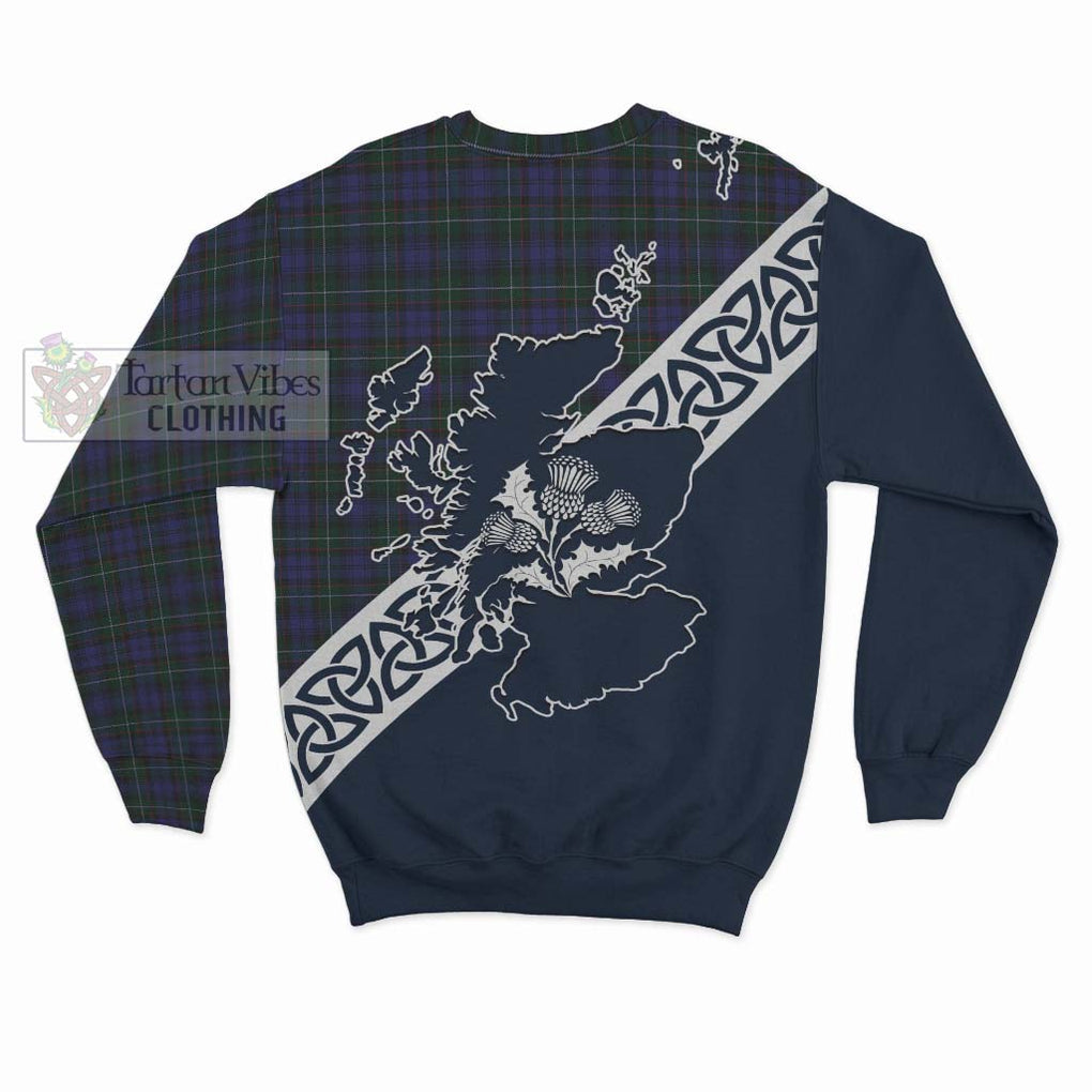 Tartan Vibes Clothing Sempill (Semple) Tartan Sweatshirt Featuring Thistle and Scotland Map