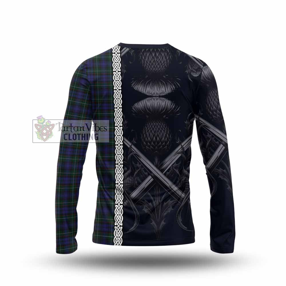 Tartan Vibes Clothing Sempill (Semple) Tartan Long Sleeve T-Shirt with Family Crest Cross Sword Thistle Celtic Vibes