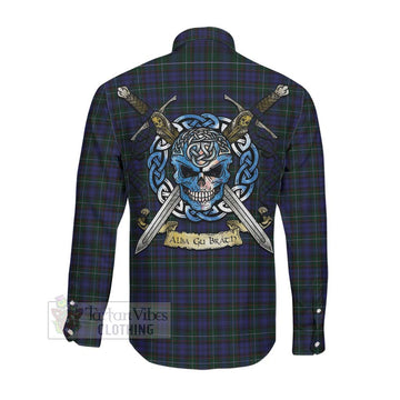 Sempill (Semple) Tartan Long Sleeve Button Shirt with Family Crest Celtic Skull Style Men's Shirt - Tartan Vibes Clothing