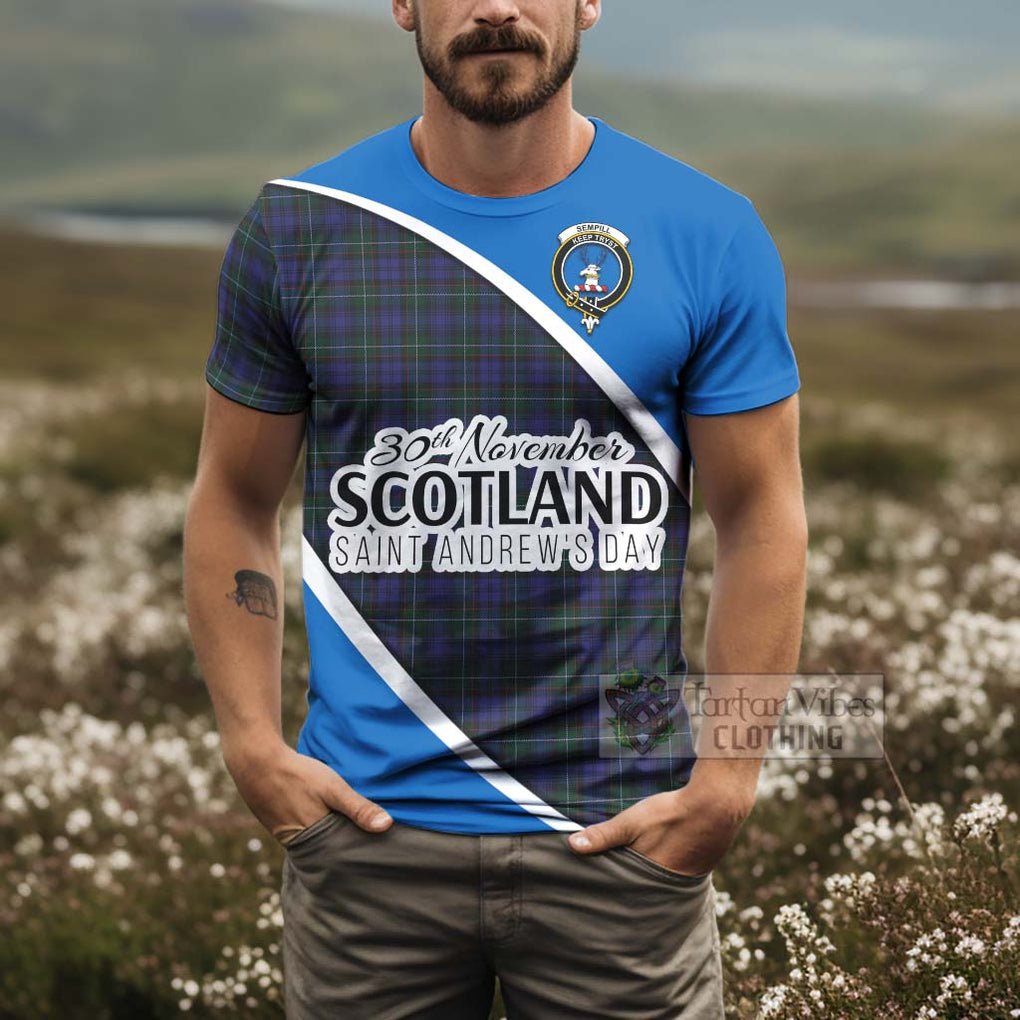 Tartan Vibes Clothing Sempill (Semple) Family Crest Tartan T-Shirt Celebrate Saint Andrew's Day in Style