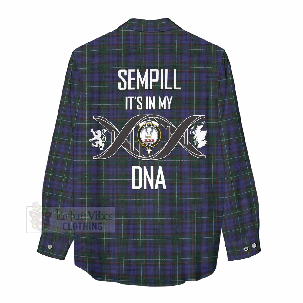 Tartan Vibes Clothing Sempill (Semple) Tartan Women's Casual Shirt with Family Crest DNA In Me Style