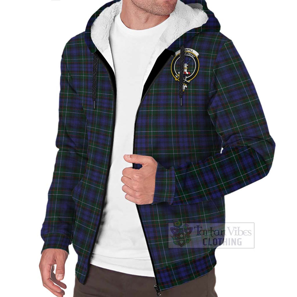 Tartan Vibes Clothing Sempill (Semple) Tartan Sherpa Hoodie with Family Crest and Bearded Skull Holding Bottles of Whiskey