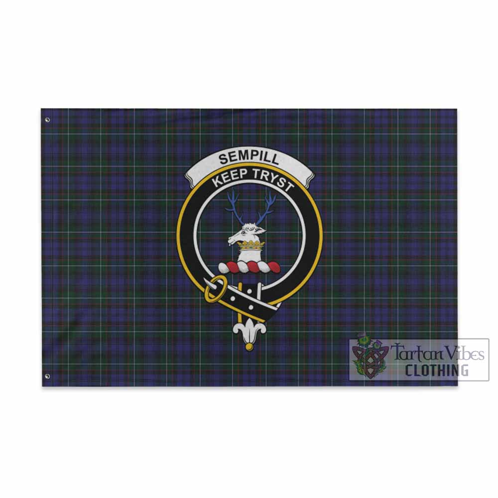 Tartan Vibes Clothing Sempill (Semple) Tartan House Flag with Family Crest