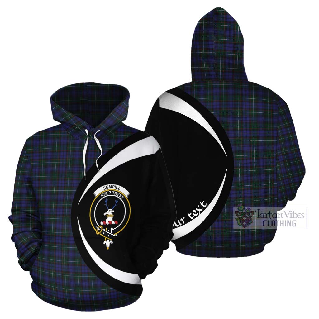 Tartan Vibes Clothing Sempill (Semple) Tartan Cotton Hoodie with Family Crest Circle Style