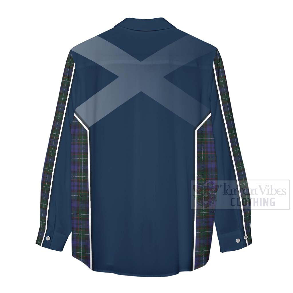 Tartan Vibes Clothing Sempill (Semple) Tartan Women's Casual Shirt with Family Crest and Scottish Thistle Vibes Sport Style