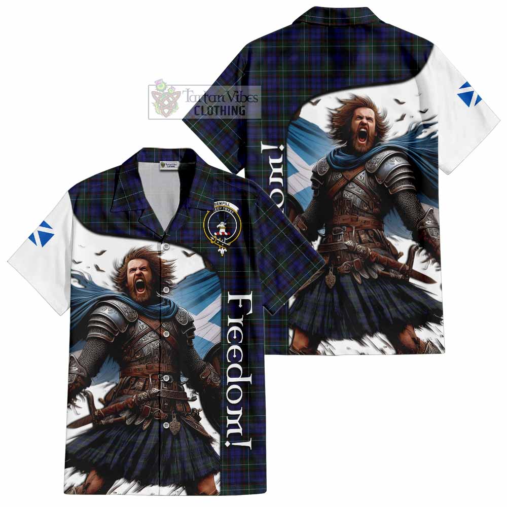 Tartan Vibes Clothing Sempill (Semple) Crest Tartan Short Sleeve Button Shirt Inspired by the Freedom of Scottish Warrior