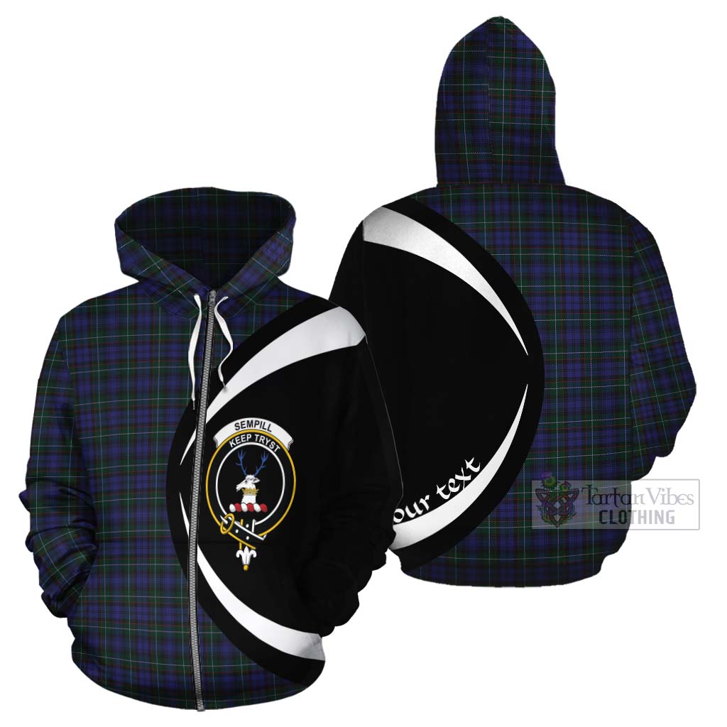 Tartan Vibes Clothing Sempill (Semple) Tartan Cotton Hoodie with Family Crest Circle Style