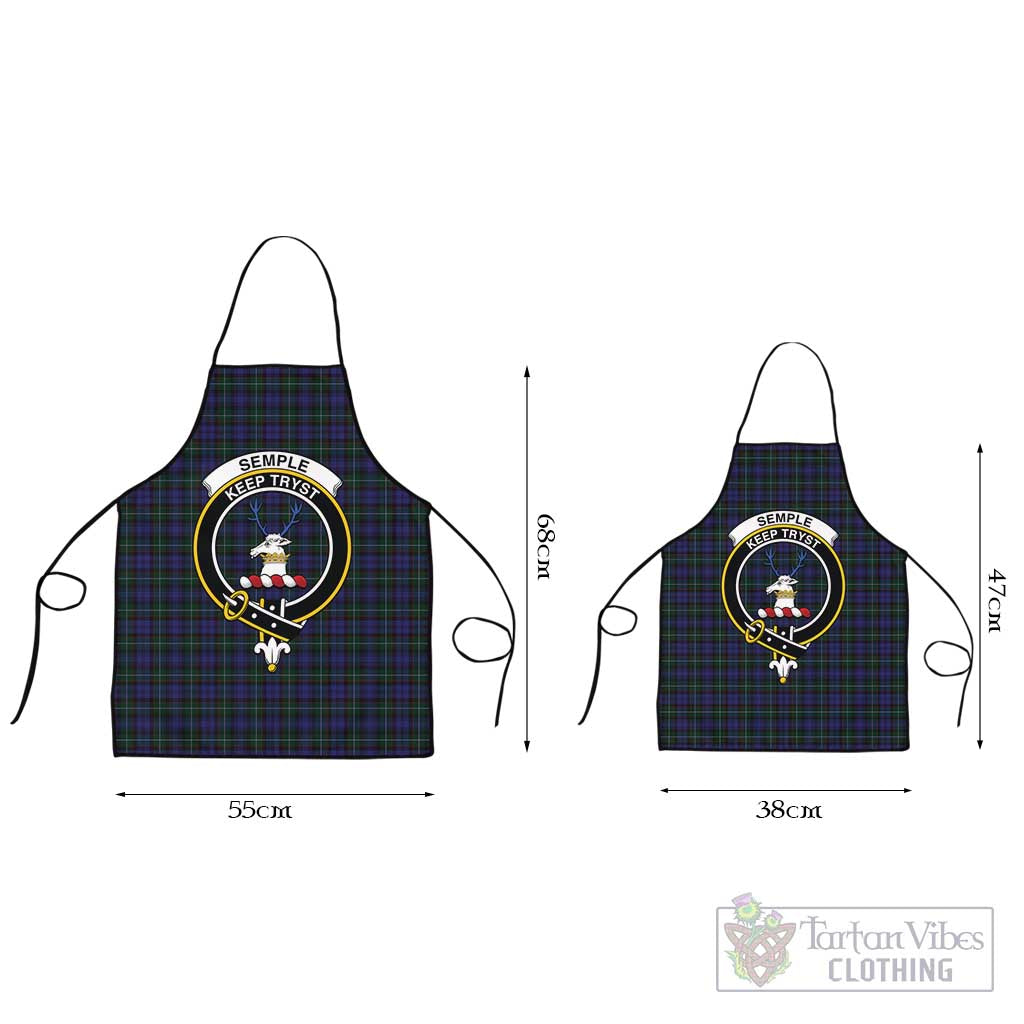 Semple Tartan Apron with Family Crest Black L 55x68 cm - Tartan Vibes Clothing