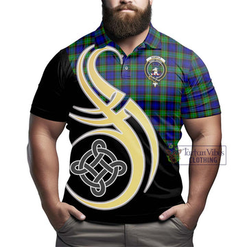 Semple Modern Tartan Polo Shirt with Family Crest and Celtic Symbol Style