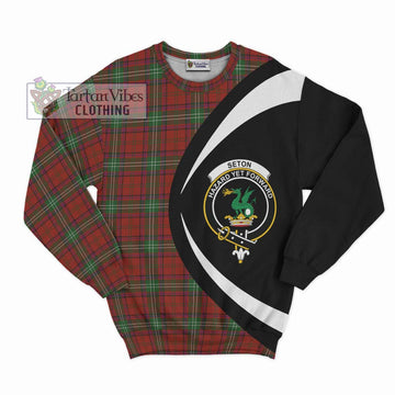 Seton Tartan Sweatshirt with Family Crest Circle Style