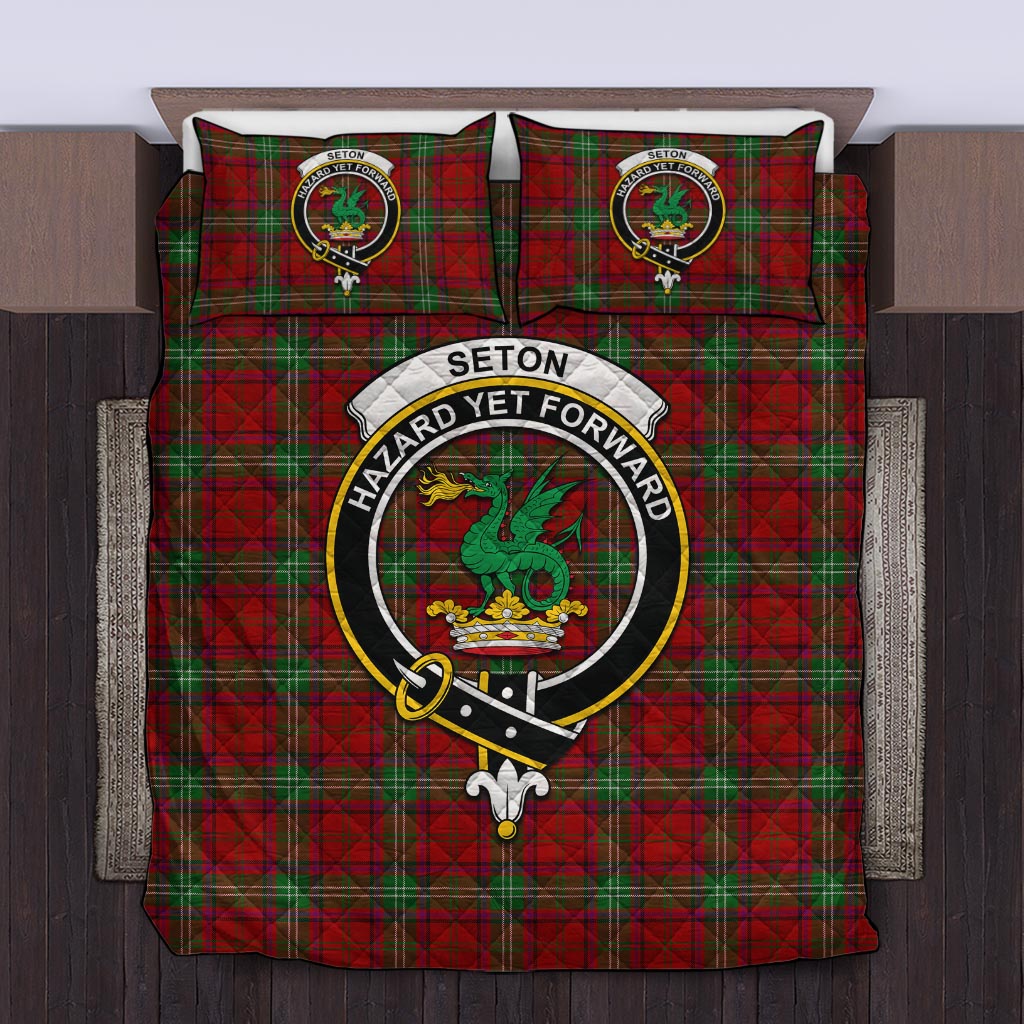 Seton Tartan Quilt Bed Set with Family Crest King - Tartan Vibes Clothing