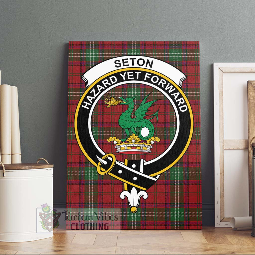 Seton Tartan Canvas Print Wall Art with Family Crest Without Frame - Tartan Vibes Clothing