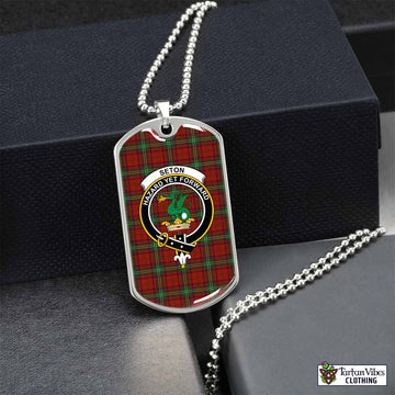 Seton Tartan Dog Tag Necklace with Family Crest Silver No - Tartan Vibes Clothing