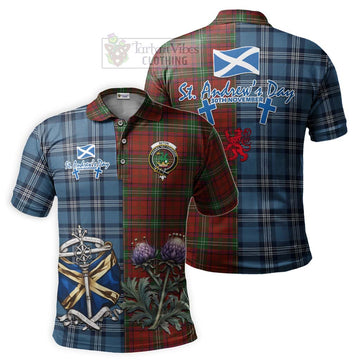 Seton Tartan Polo Shirt Happy St. Andrew's Day Half Tartan Style