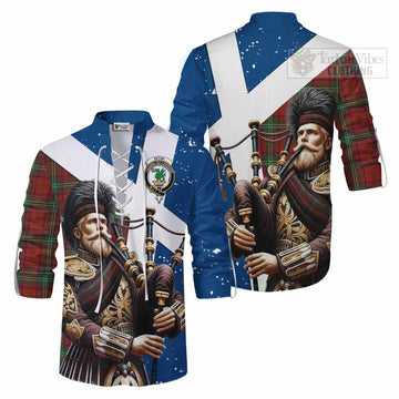 Seton Tartan Ghillie Kilt Shirt with Family Crest Scottish Bagpiper Vibes Men - Tartan Vibes Clothing