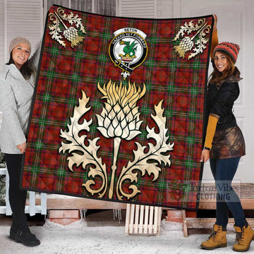 Seton Tartan Quilt with Family Crest and Golden Thistle Style