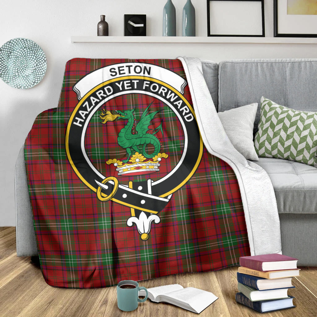 seton-tartab-blanket-with-family-crest