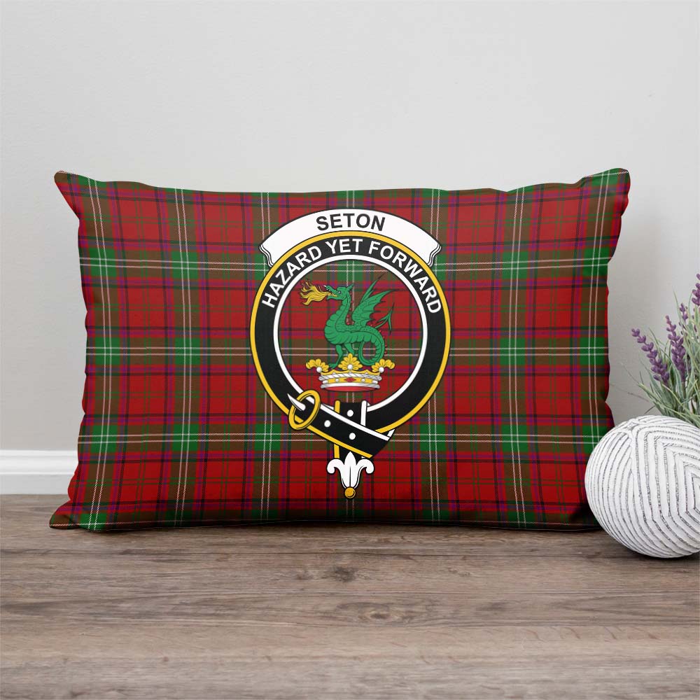 Seton Tartan Pillow Cover with Family Crest - Tartan Vibes Clothing