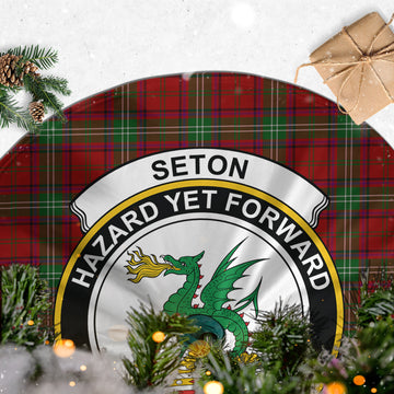 Seton Tartan Christmas Tree Skirt with Family Crest - Tartan Vibes Clothing