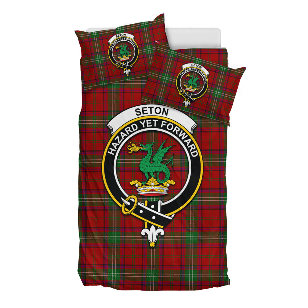 Seton Tartan Bedding Set with Family Crest - Tartan Vibes Clothing