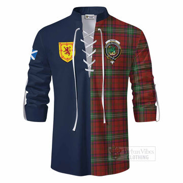 Seton Tartan Ghillie Kilt Shirt Alba with Scottish Lion Royal Arm Half Style - Tartan Vibes Clothing