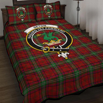 Seton Tartan Quilt Bed Set with Family Crest - Tartan Vibes Clothing