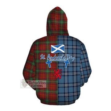 Seton Tartan Cotton Hoodie Happy St. Andrew's Day Half Tartan Style Pullover Hoodie - Tartan Vibes Clothing