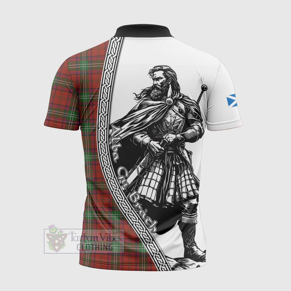 Seton Tartan Clan Crest Zipper Polo Shirt with Highlander Warrior Celtic Style - Tartan Vibes Clothing