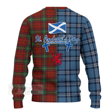 Seton Tartan Knitted Sweater Happy St. Andrew's Day Half Tartan Style - Tartan Vibes Clothing