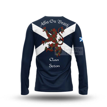 Seton Tartan Lion Rampant Long Sleeve T-Shirt Proudly Display Your Heritage with Alba Gu Brath and Clan Name - Tartan Vibes Clothing