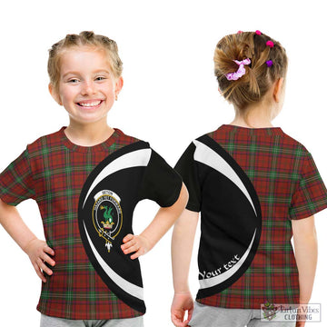 Seton Tartan Kid T-Shirt with Family Crest Circle Style