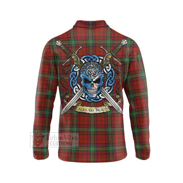 Seton Tartan Long Sleeve Polo Shirt with Family Crest Celtic Skull Style - Tartan Vibes Clothing