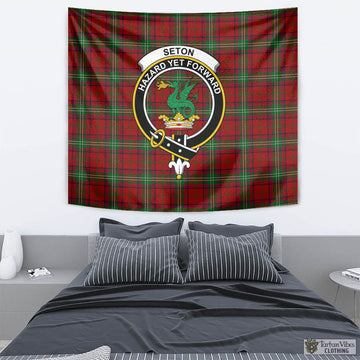 Seton Tartan Tapestry Wall Hanging and Home Decor for Room with Family Crest - Tartan Vibes Clothing