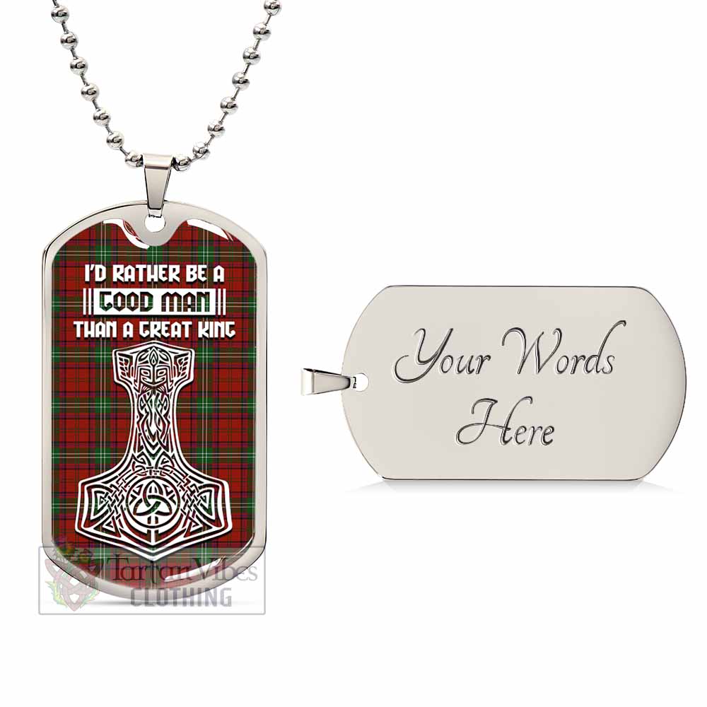 Seton Tartan Dog Tag Necklace Viking Mjolnir Style Silver Yes - Tartan Vibes Clothing