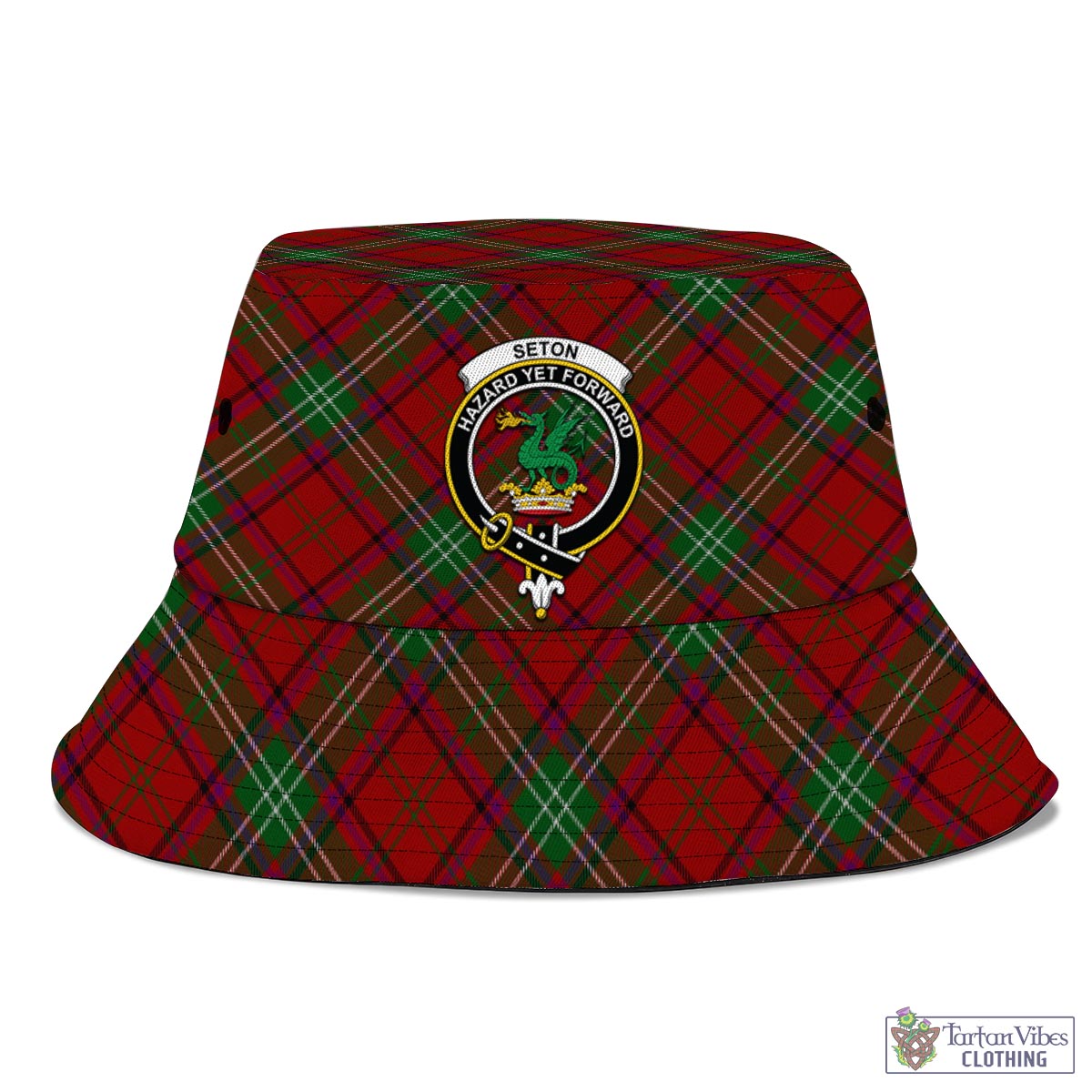 Seton Tartan Bucket Hat with Family Crest - Tartan Vibes Clothing