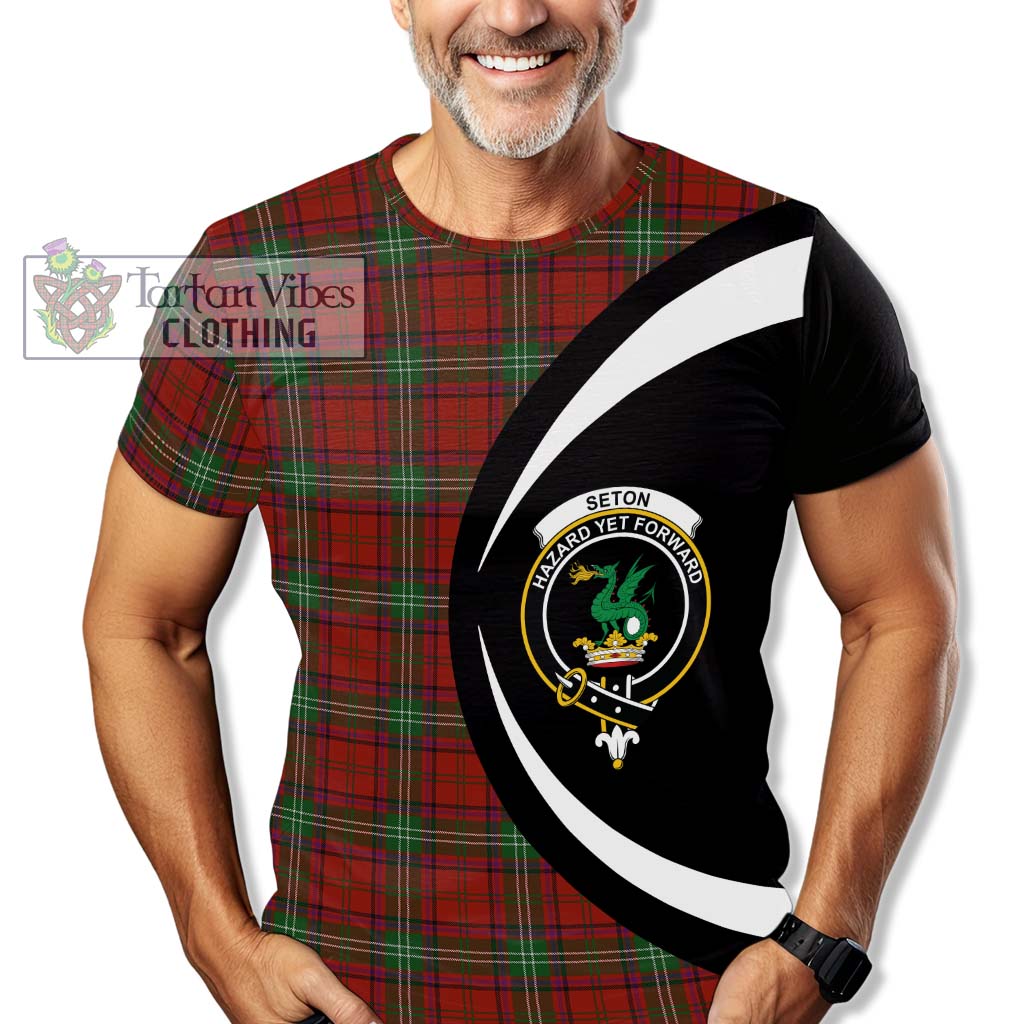 Tartan Vibes Clothing Seton Tartan T-Shirt with Family Crest Circle Style