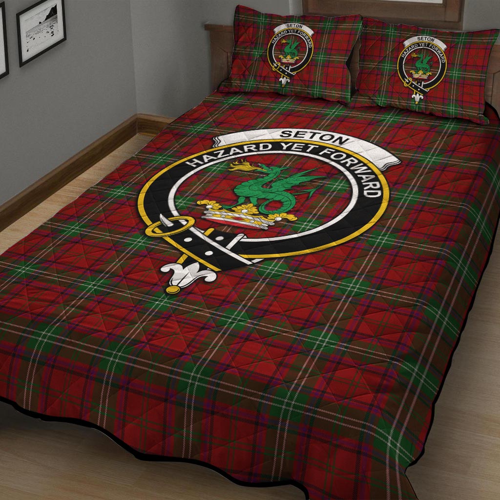 Seton Tartan Quilt Bed Set with Family Crest - Tartan Vibes Clothing