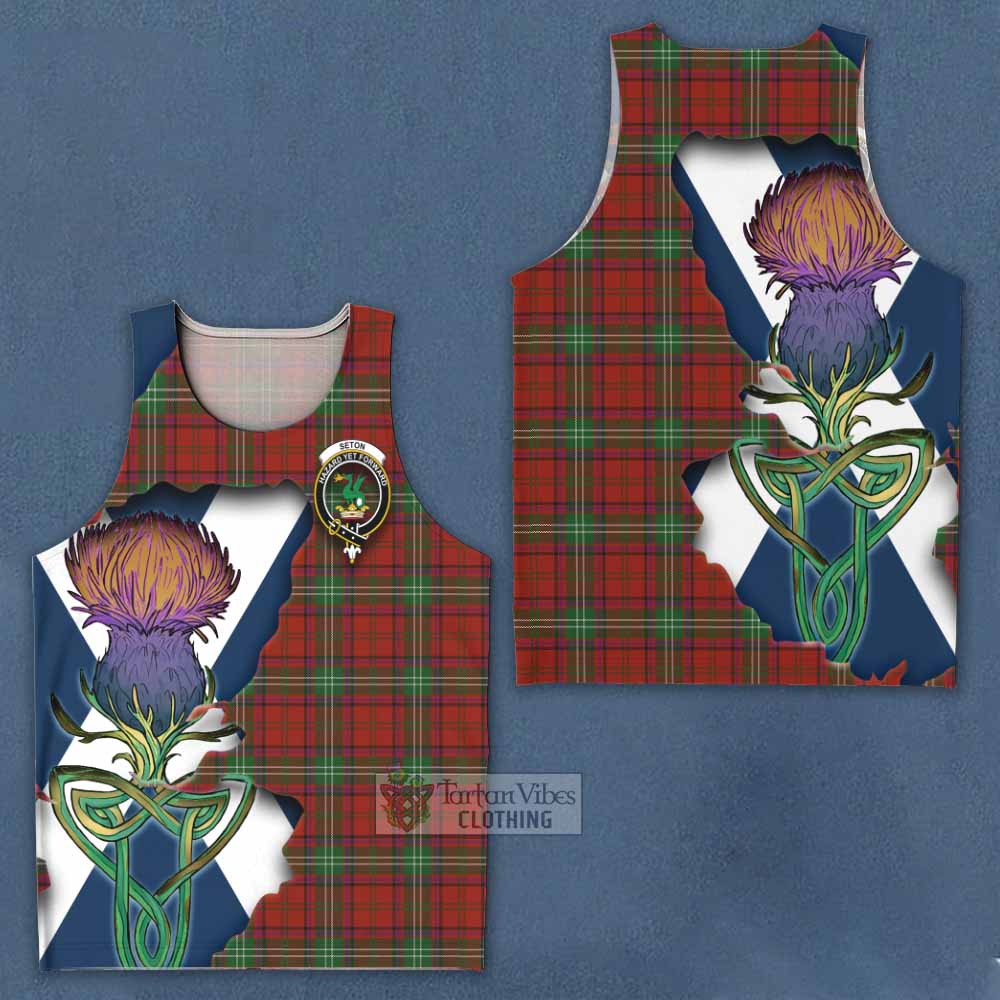 Seton Tartan Family Crest Men's Tank Top Scottish Thistle Celtic Inspired - Tartan Vibes Clothing