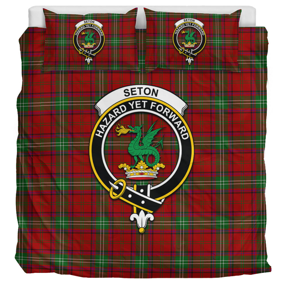 Seton Tartan Bedding Set with Family Crest UK Bedding Set UK Super King 104*94 inch - Tartan Vibes Clothing