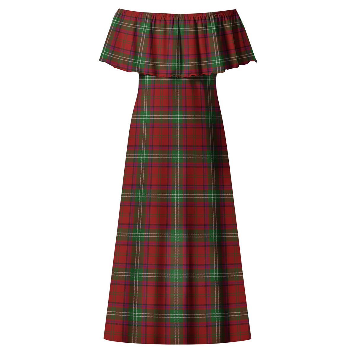 Seton Tartan Off Shoulder Long Dress - Tartan Vibes Clothing