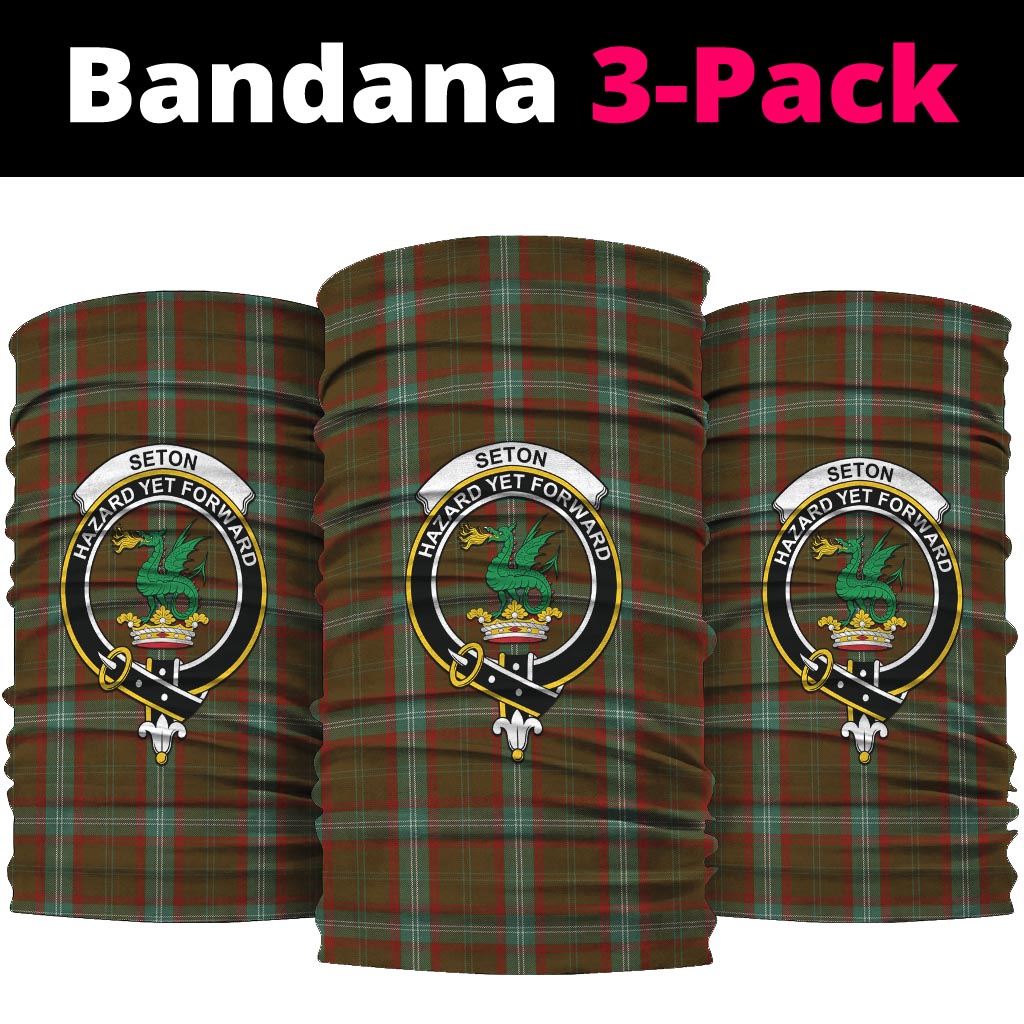 Seton Hunting Tartan Neck Gaiters, Tartan Bandanas, Tartan Head Band with Family Crest One Size - Tartanvibesclothing