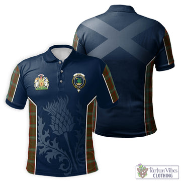 Seton Hunting Tartan Men's Polo Shirt with Family Crest and Scottish Thistle Vibes Sport Style