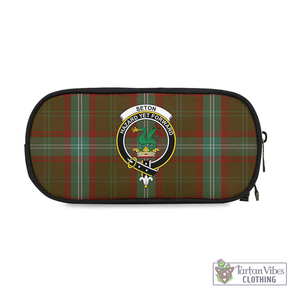 Tartan Vibes Clothing Seton Hunting Tartan Pen and Pencil Case with Family Crest