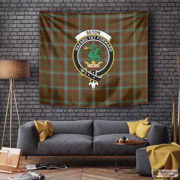 Seton Hunting Tartan Tapestry Wall Hanging and Home Decor for Room with Family Crest